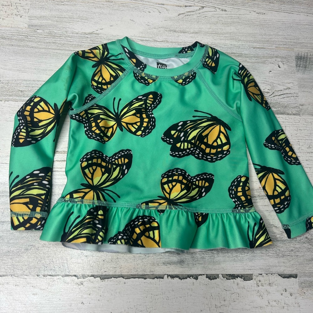 Tea Green Butterfly Swim Rashguard 9-12M